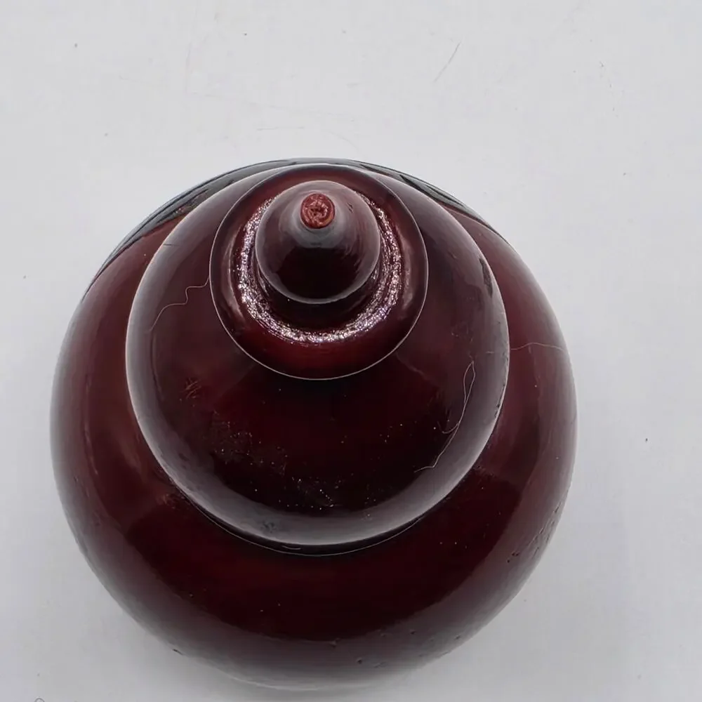 Chinese Carved Red Wood Hulu Gourd Bottle Feng Shui Art Collectible 5